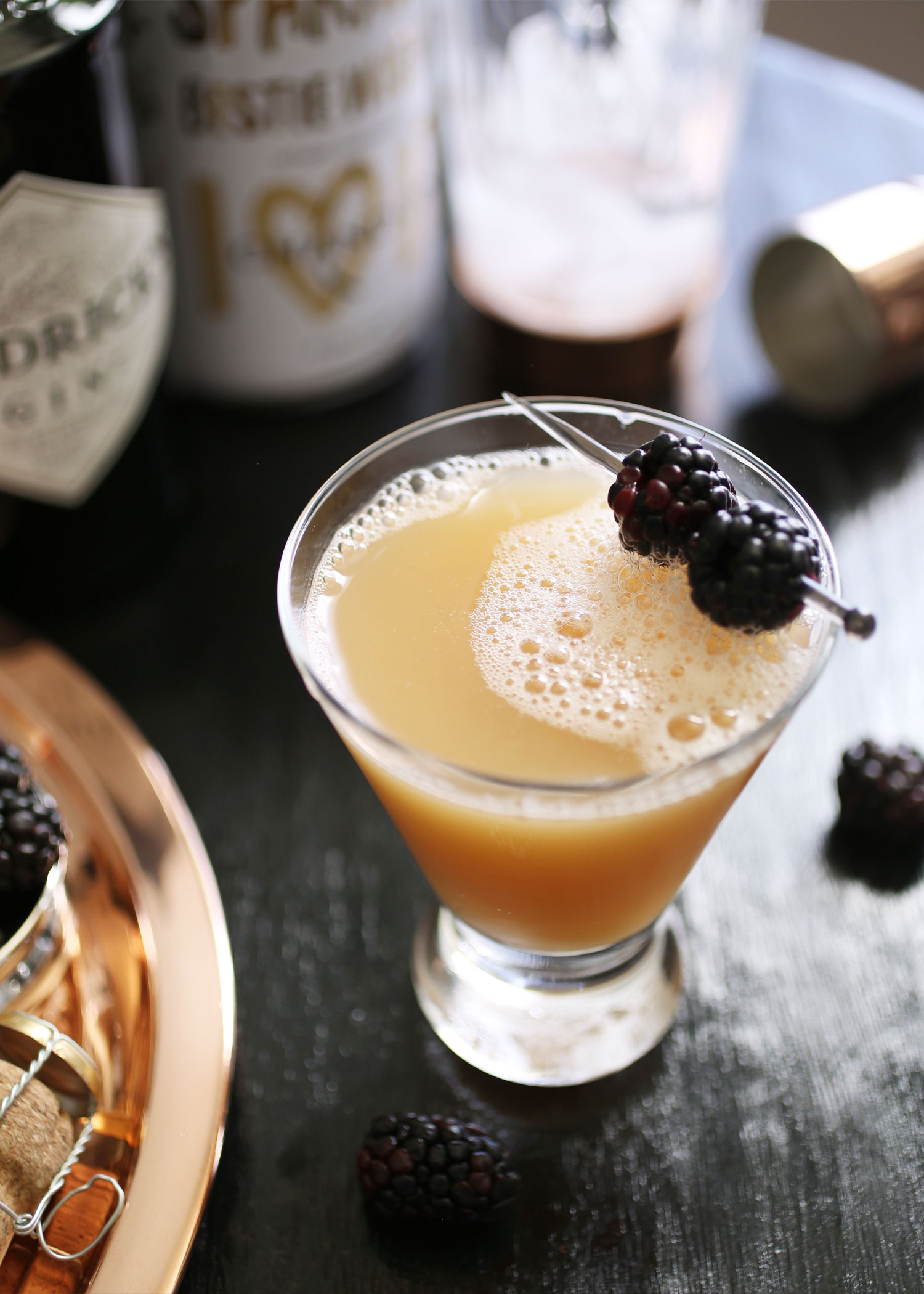 a holiday cocktail with cider and champagne for a new year's eve toast! via Anne Sage