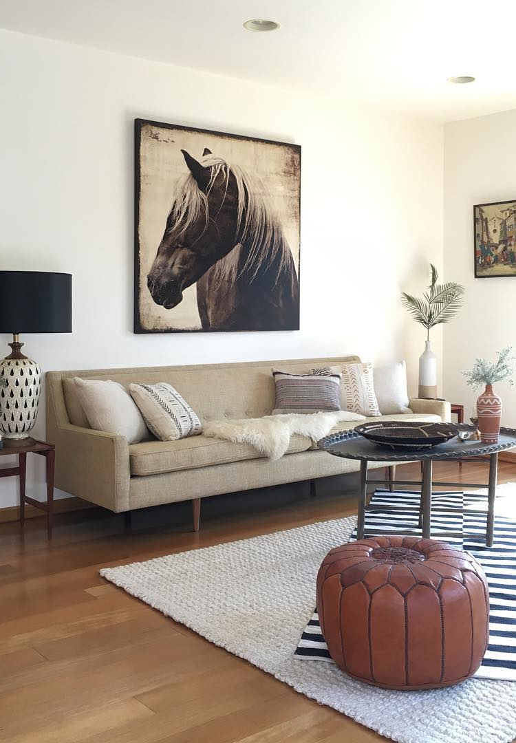 neutral midcentury living room via @citysage