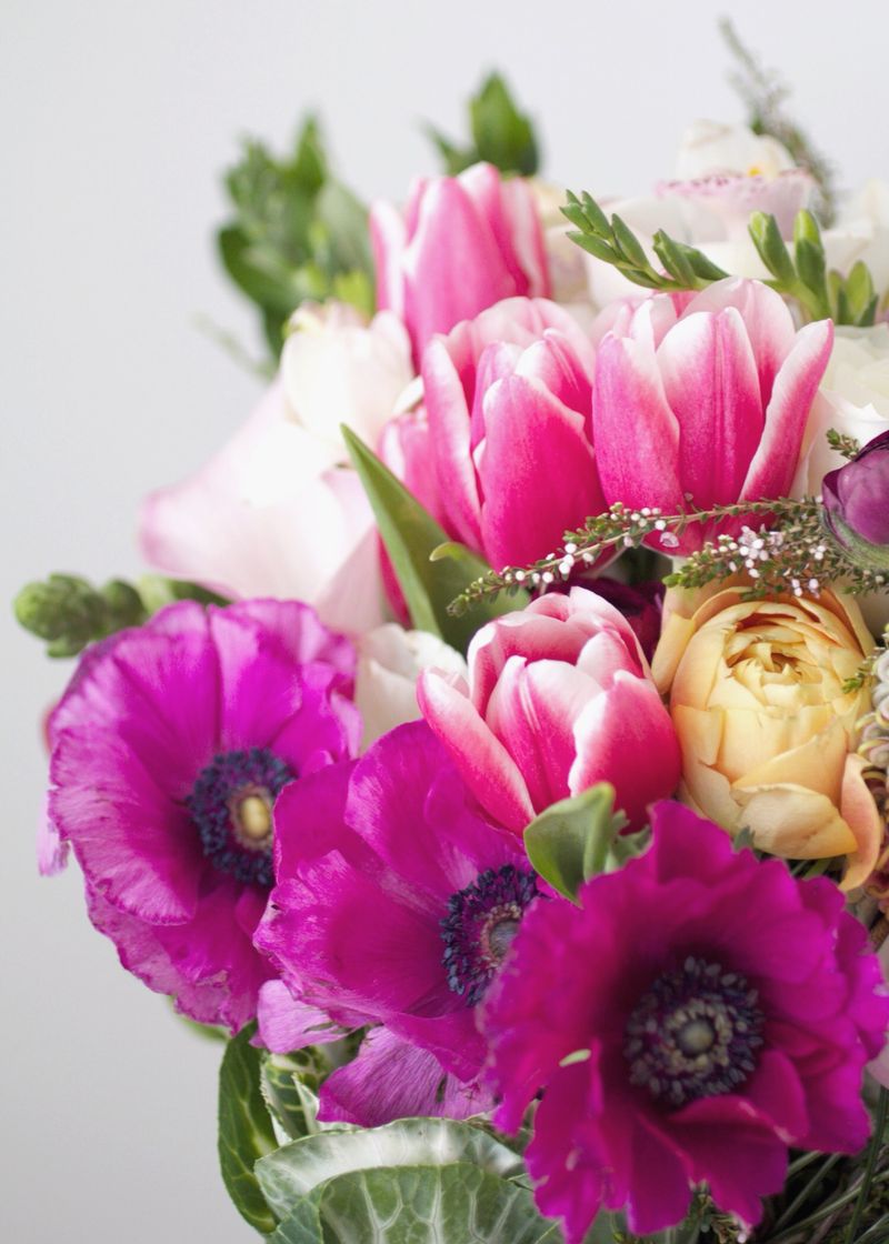 Colorful bouquet with anemones
