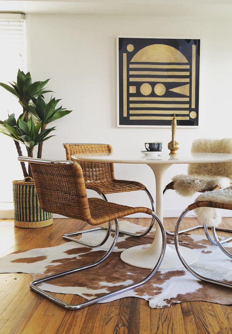 retro midcentury eclectic dining room with tulip table via @citysage